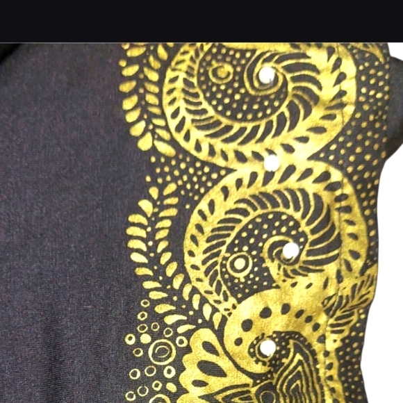 Vintage Bali Chic 2 Piece Embellished Gold Pearls Maxi Skirt Top Set OS - Picture 3 of 9